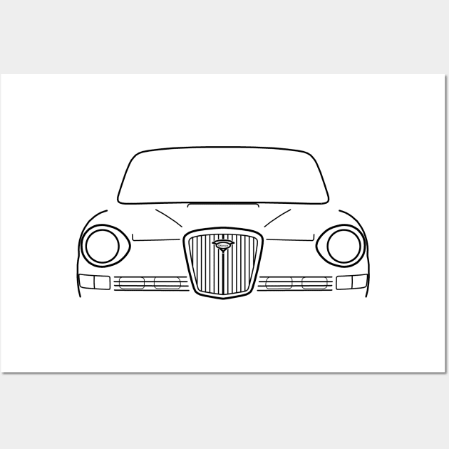 Wolseley Six Land Crab 1970s classic British car outline black Wall Art by soitwouldseem